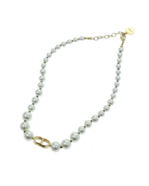 White Metal Pearl Necklace by Christian Dior