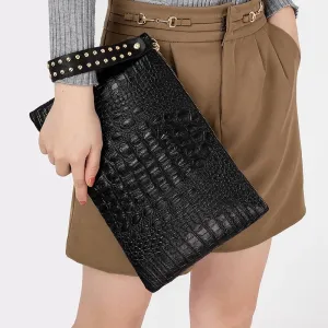 Women's Crocodile Pattern Envelop Clutch Bags